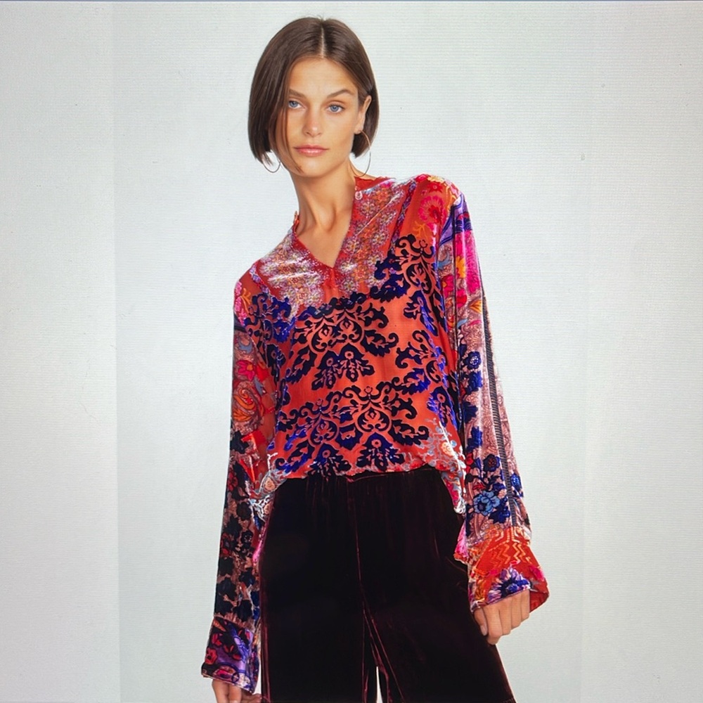 NWT Johnny Was Syriah Burnout Enta Blouse - XL